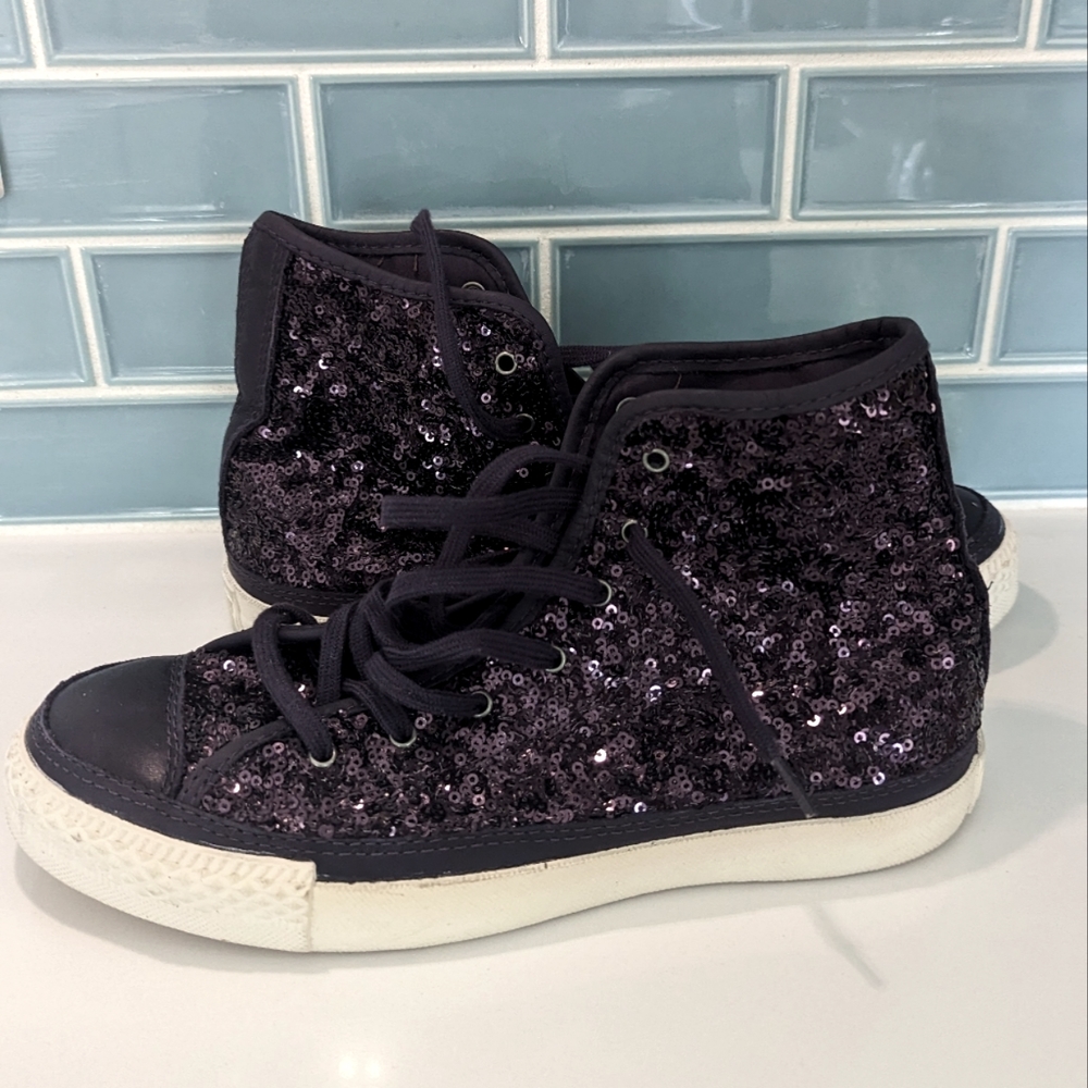 Converse All Star Purple Sequin  High Top Sneaker.